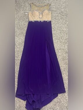 Rachel Allan Jewel-Embellished Purple Maxi Skirt with Side Slit